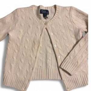 🤍 RL Cable-Knit Cashmere Cardigan – Cream – Size 5 – Classic Luxury –